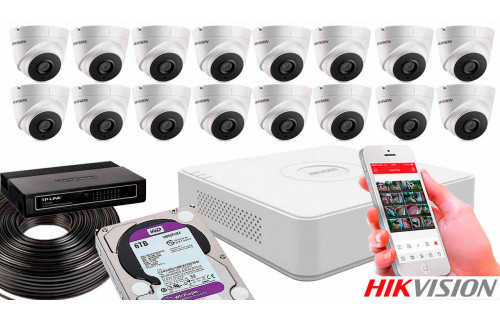 Комплект видеонаблюдения на 16 камер для помещения 2mp IP
